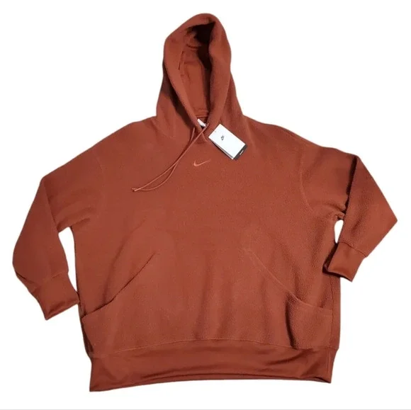 NWT Nike Women's Sportswear Rugged Orange Fleece Hoodie Sweatshirt XL - Picture 2 of 9